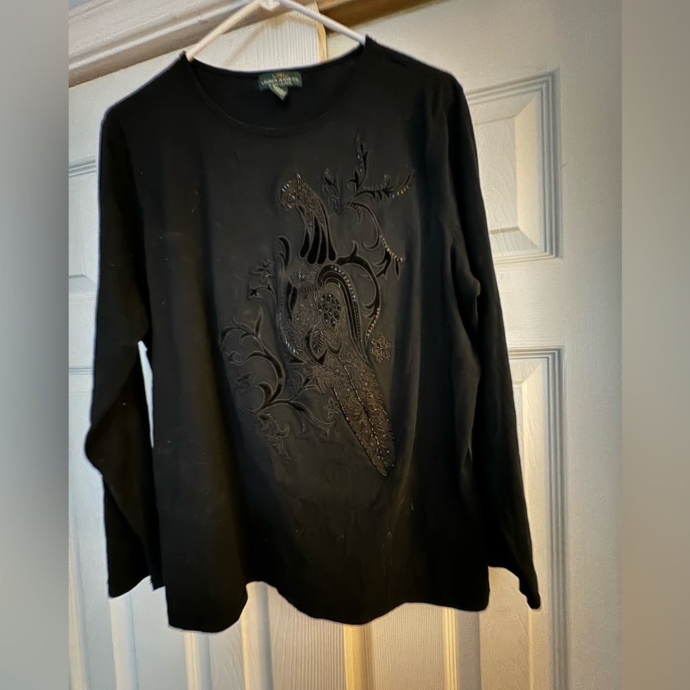 Very Black Bling Top🖤Ralph Lauren🖤 Size Woman 1 plus